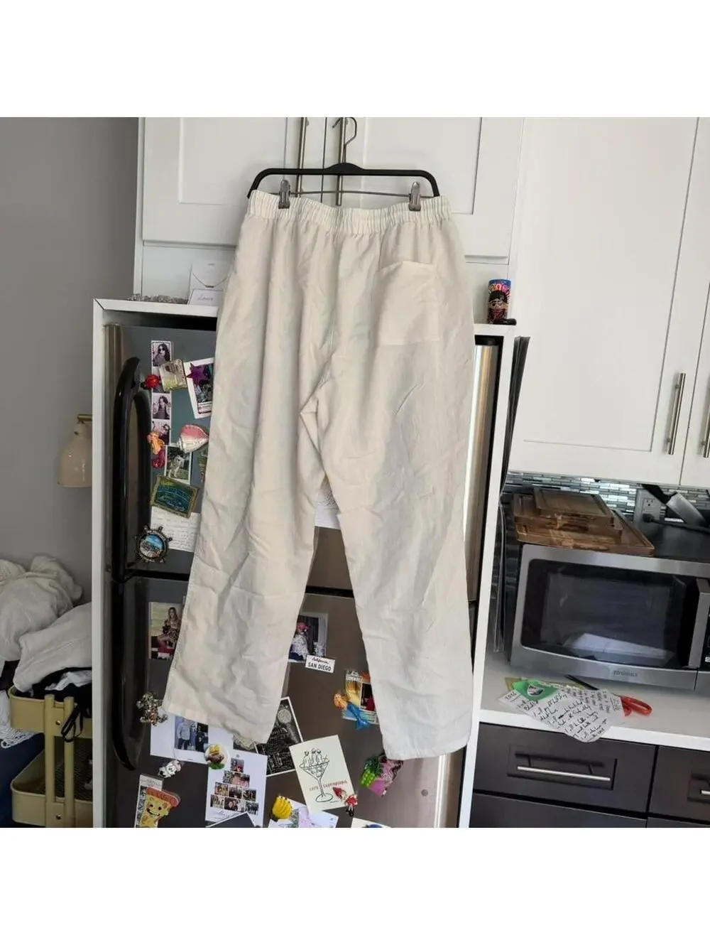 Men's Cream and White Trousers
